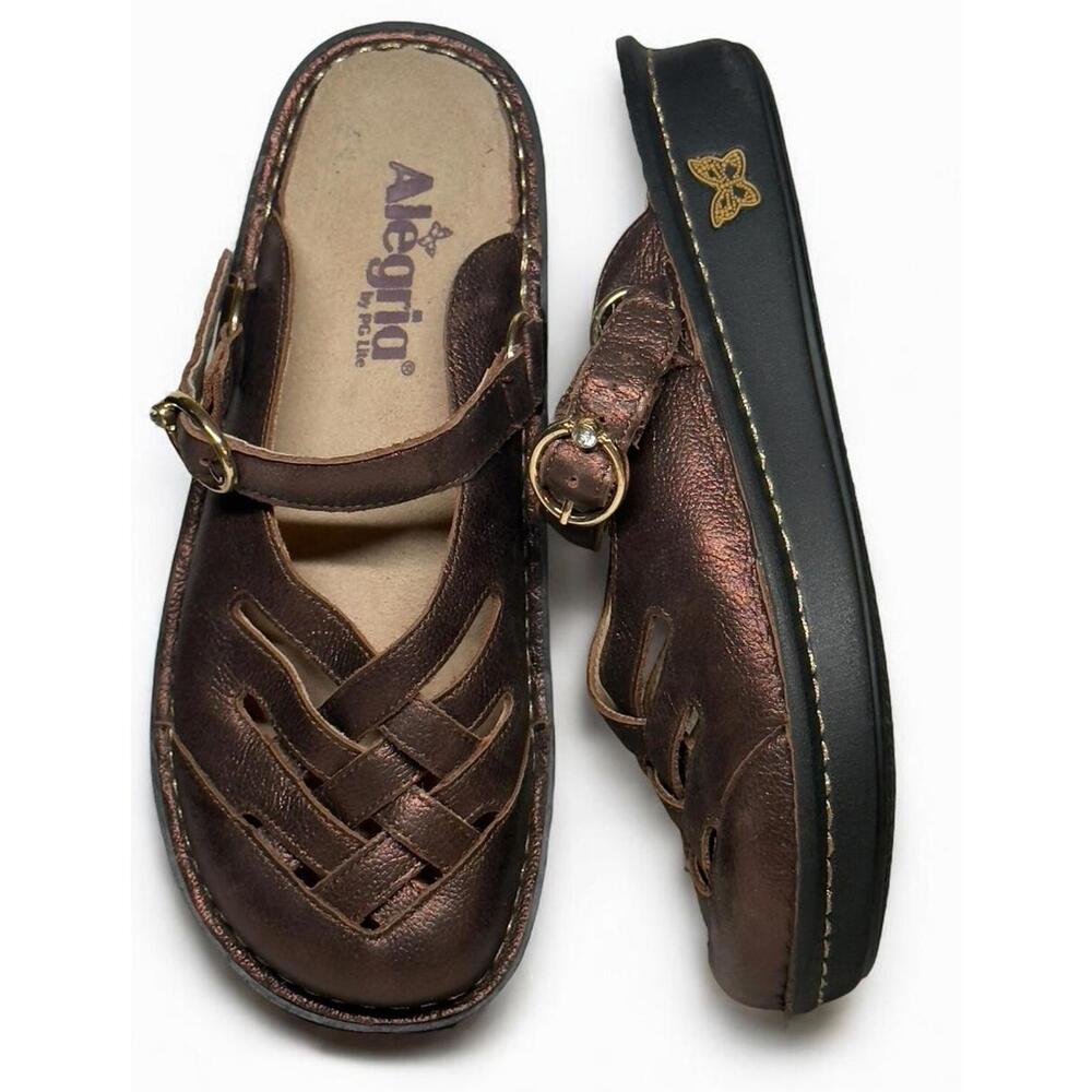 Alegria Leather Mule Clogs FRE-201 Size 37 US 7-7.5 Bronze Slip-On EUC